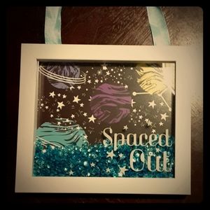 ☄"SPACED OUT" SMALL SEQUIN PLAQUE WITH BLUE RIBBON